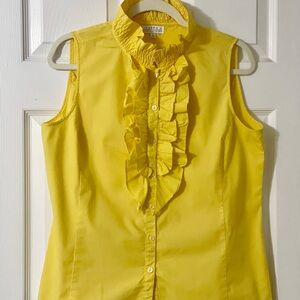Vibrant Yellow Ruffled Blouse Size M